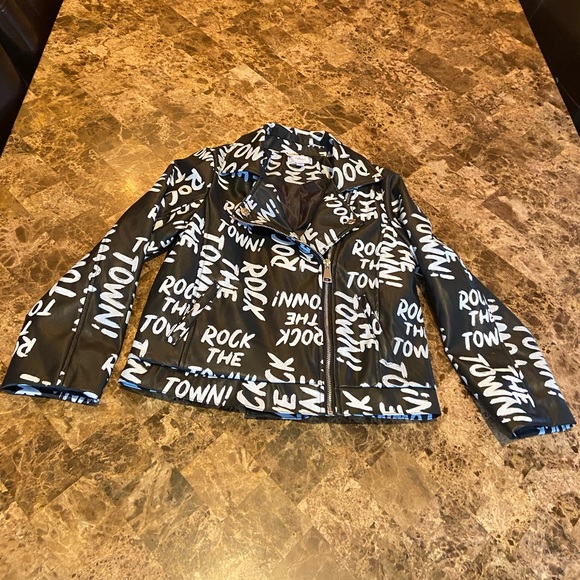 Descendants D-Signed Disney Faux Leather Rock The Town Black Moto Jacket Large - Picture 7 of 13